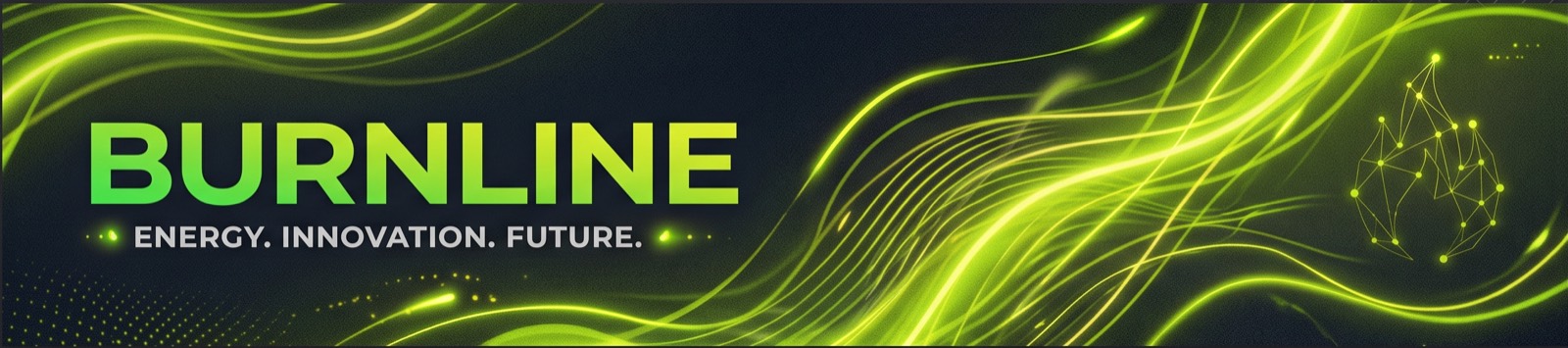Burnline — energy trails and wireframe flame branding